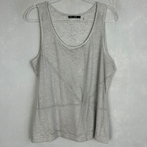 Nic+Zoe size XL tulle layered tank gray linen silk scoop neck